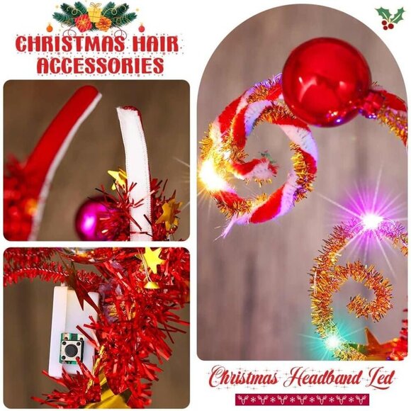 Light Up Christmas Headband Festive Holiday Party Hair Accessory main image 4